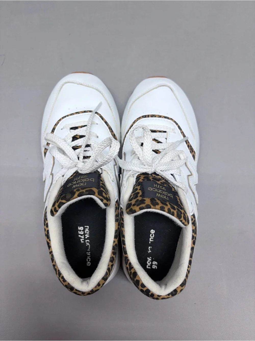 New Balance White Sneakers with Leopard Accent Women’s Shoes